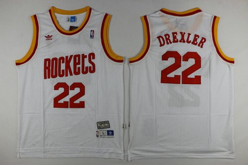 NBA 22 DREXLER Houston Rockets thowback Maillot blanc